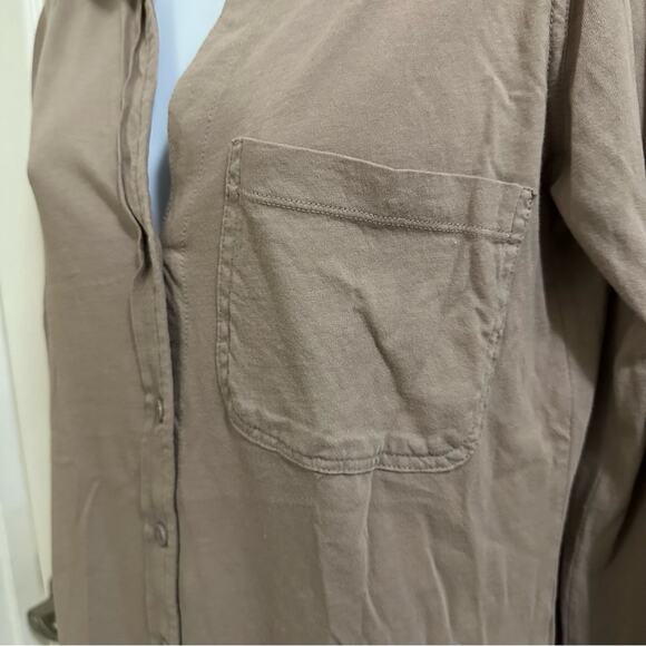 💥BOBI Los Angeles Button Down Collared Pocket T-Shirt Women’s size Small brown - Picture 2 of 9